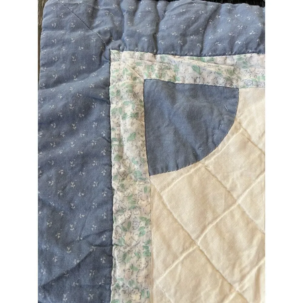 VTG Quilted Patchwork Pillow Shams Set Of 2 Hand Stitched‎ Queen Fan Print